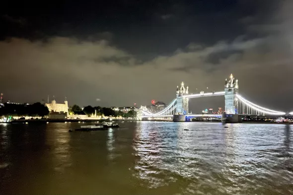 Tower Bridge and Tower of London at night