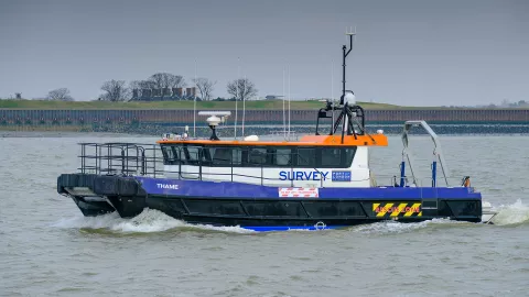 PLA Hydrography Vessel Thame on the River