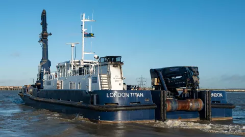 PLA Marine Services Vessel London Titan on the river