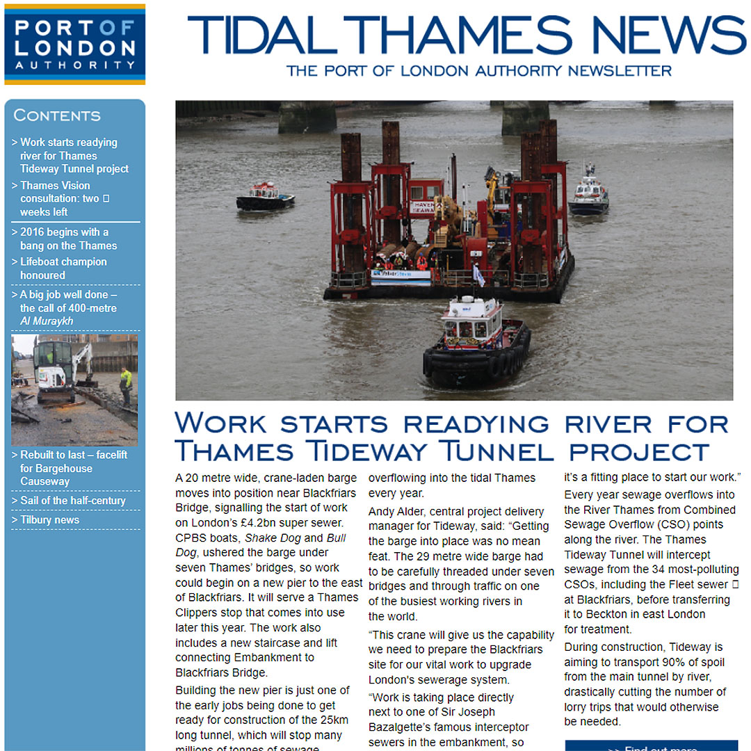 January 2016 Tidal Thames News