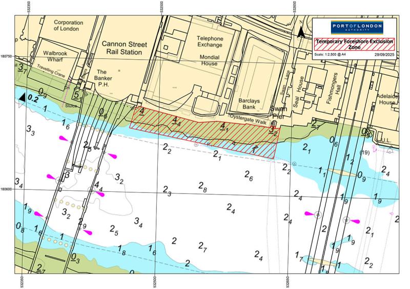 Map detailing foreshore exclusion zone