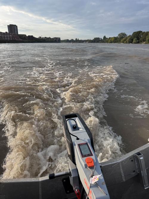 Electric outboard in use on the River Thames