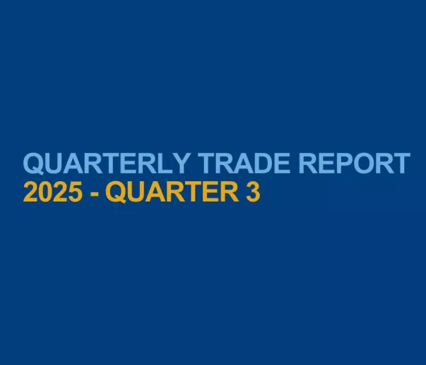 Graphic with text quarterly trade report