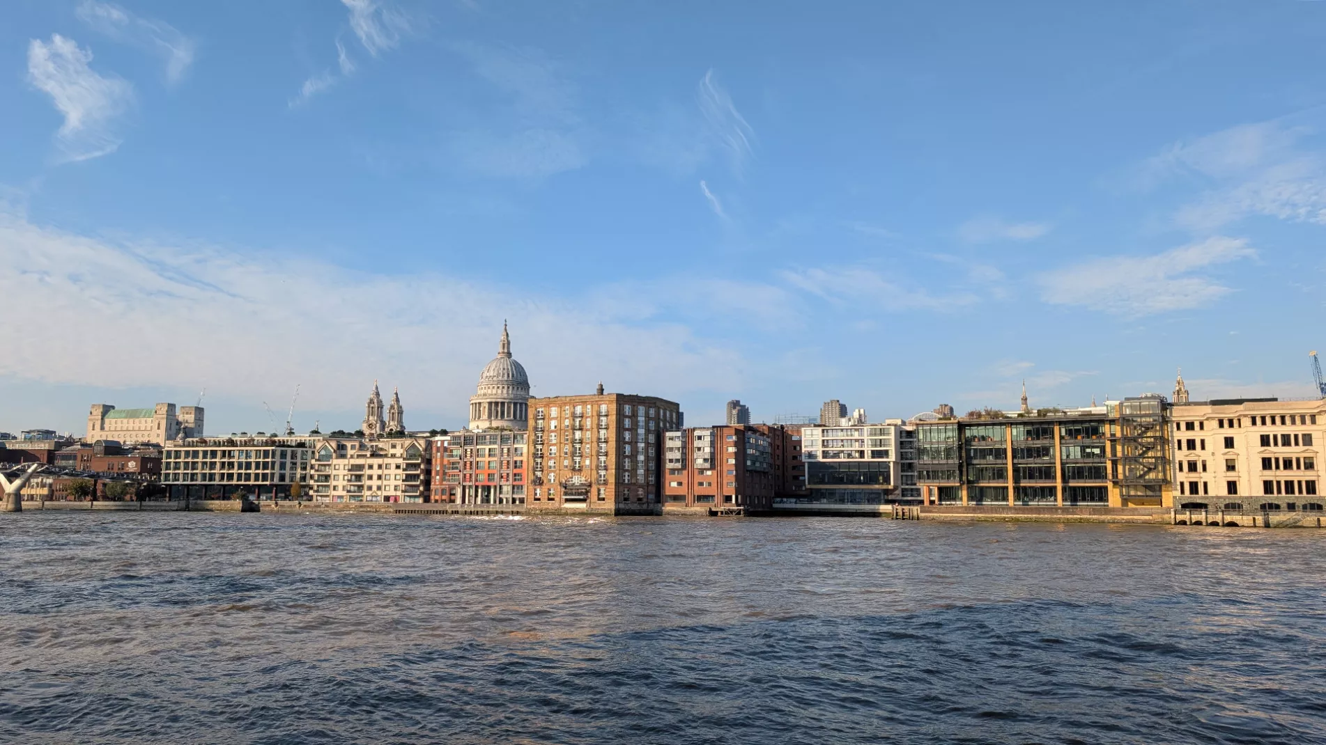 The middle river Thames with St Paul's Cathedral in the background