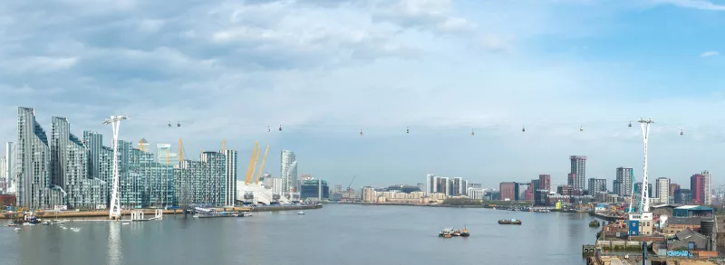 A panorama of the River Thames near the O2
